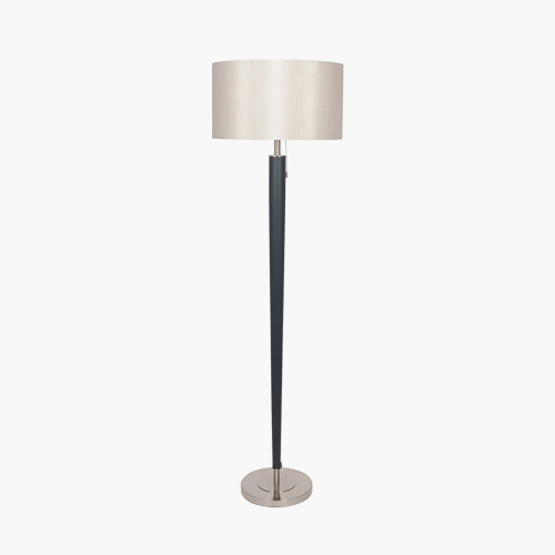 Pacific Lifestyle Lowry Brushed Silver And Matt Black Metal Floor Lamp