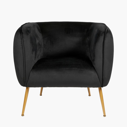 pacific lifestyle Lucca Black Velvet and Metal Armchair