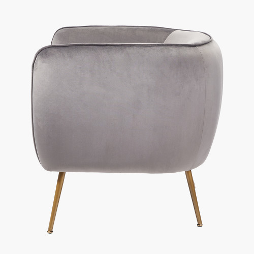 Pacific Lifestyle Lucca Dove Grey Velvet And Metal Armchair