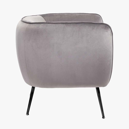 Pacific Lifestyle Lucca Dove Grey Velvet And Metal Armchair