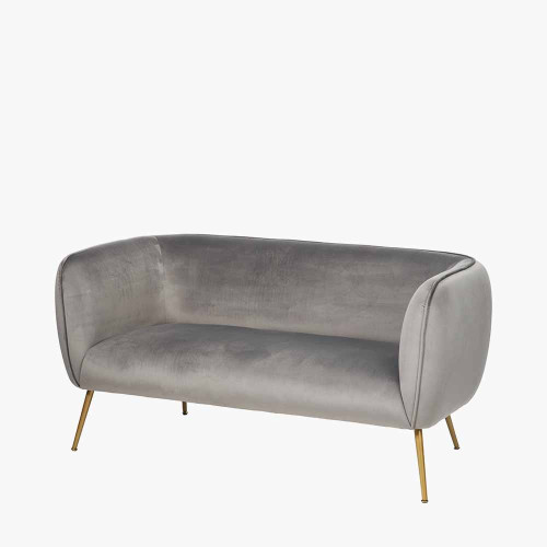 Pacific Lifestyle Lucca Dove Grey Velvet And Metal Sofa