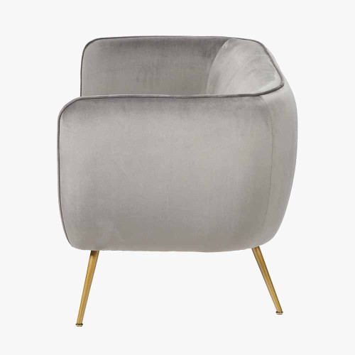 Pacific Lifestyle Lucca Dove Grey Velvet And Metal Sofa