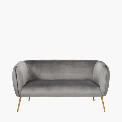 pacific lifestyle Lucca Dove Grey Velvet and Metal Sofa