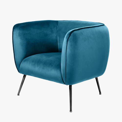Pacific Lifestyle Lucca Sapphire Blue Velvet And Metal Armchair