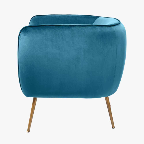 Pacific Lifestyle Lucca Sapphire Blue Velvet And Metal Armchair