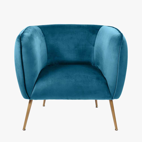 pacific lifestyle Lucca Sapphire Blue Velvet and Metal Armchair
