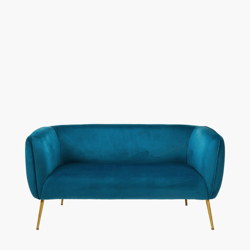 pacific lifestyle Lucca Sapphire Blue Velvet and Metal Sofa