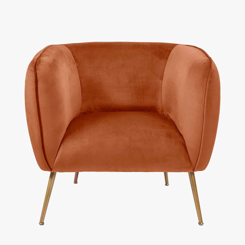 pacific lifestyle Lucca Tobacco Velvet and Metal Armchair