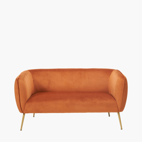 pacific lifestyle Lucca Tobacco Velvet and Metal Sofa