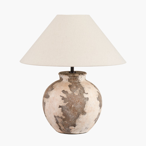 pacific lifestyle Lulia Antique Finish Stoneware Table Lamp Base with Harley 40cm Slubby Hopsack Empire Lampshade