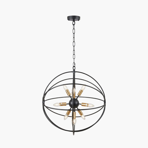 pacific lifestyle Luna Matt Black and Brushed Gold Metal Sputnik Pendant