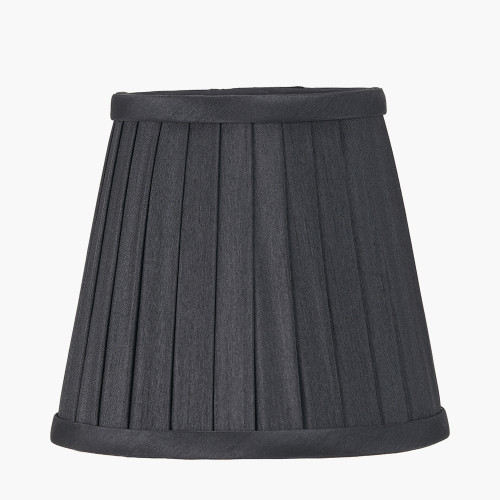 pacific lifestyle Lyndon 15cm Black Silk Mix Knife Pleat Tapered Lampshade