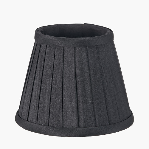 Pacific Lifestyle Lyndon 17cm Black Silk Mix Knife Pleat Tapered Lampshade