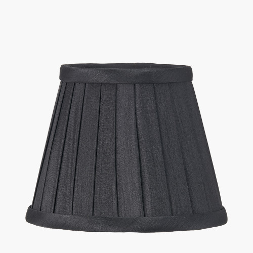 pacific lifestyle Lyndon 17cm Black Silk Mix Knife Pleat Tapered Lampshade