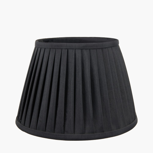 pacific lifestyle Lyndon 25cm Black Silk Mix Knife Pleat Tapered Lampshade