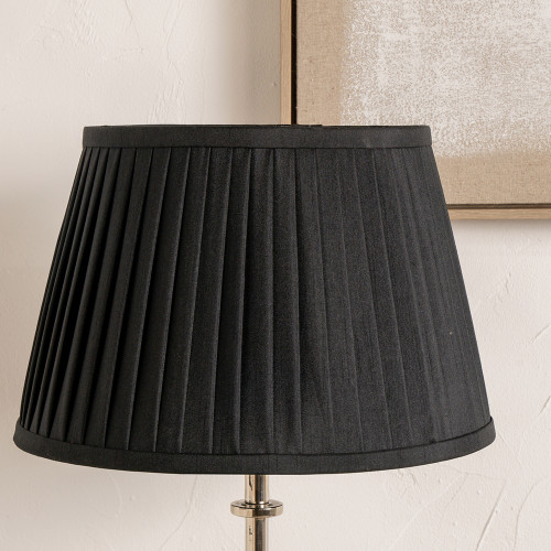 Pacific Lifestyle Lyndon 40cm Black Silk Mix Knife Pleat Tapered Lampshade
