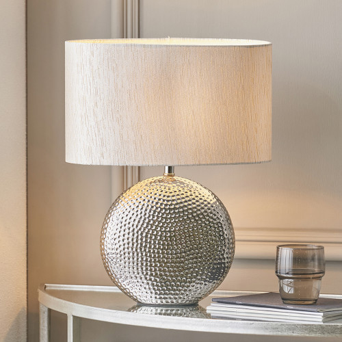Pacific Lifestyle Mabel Silver Dot Textured Ceramic Table Lamp