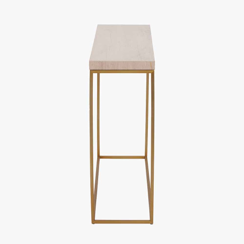 Pacific Lifestyle Madison Beige Granite And Burnished Gold Metal Console Table