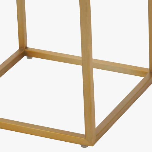 Pacific Lifestyle Madison Beige Granite And Burnished Gold Metal Square Side Table