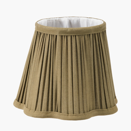 Pacific Lifestyle Malia 18cm Olive Green Mushroom Pleat Scalloped Tapered Lamp Shade