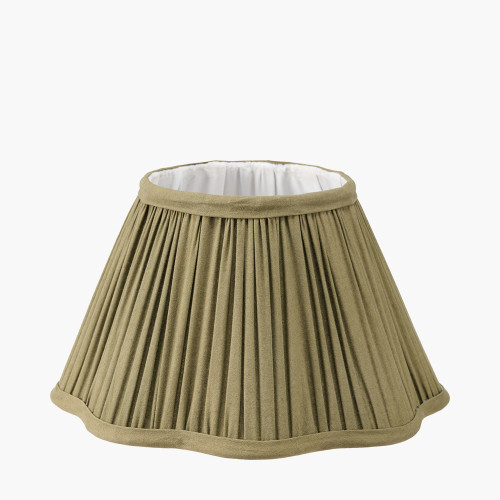 Pacific Lifestyle Malia 25cm Olive Green Mushroom Pleat Scalloped Tapered Lamp Shade