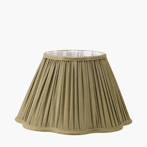 Pacific Lifestyle Malia 30cm Olive Green Mushroom Pleat Scalloped Tapered Lamp Shade