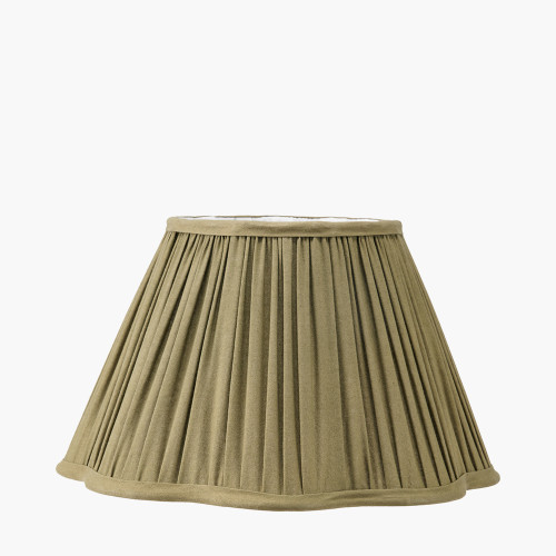 pacific lifestyle Malia 30cm Olive Green Mushroom Pleat Scalloped Tapered Lamp Shade