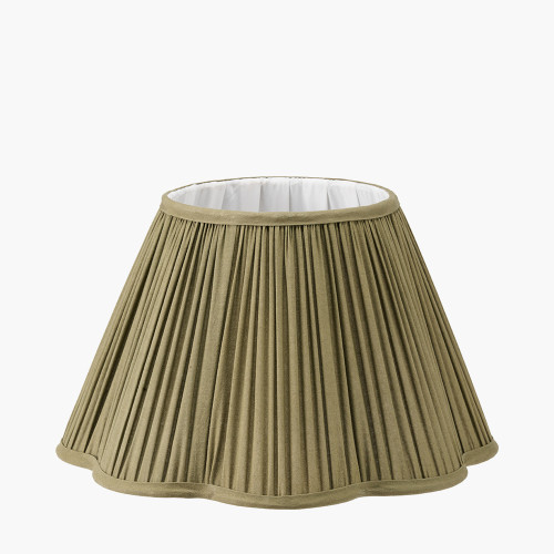 Pacific Lifestyle Malia 35cm Olive Green Mushroom Pleat Scalloped Tapered Lamp Shade