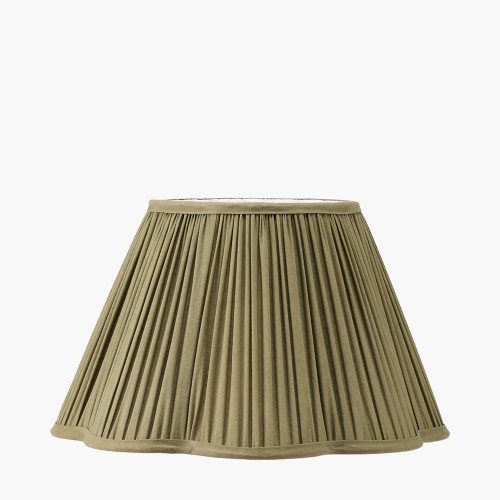 pacific lifestyle Malia 35cm Olive Green Mushroom Pleat Scalloped Tapered Lamp Shade