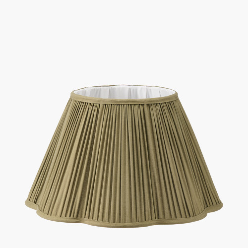 Pacific Lifestyle Malia 40cm Olive Green Mushroom Pleat Scalloped Tapered Lamp Shade