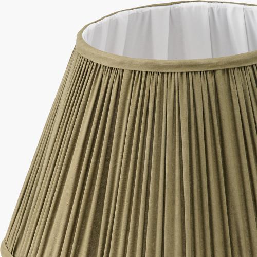 Pacific Lifestyle Malia 40cm Olive Green Mushroom Pleat Scalloped Tapered Lamp Shade
