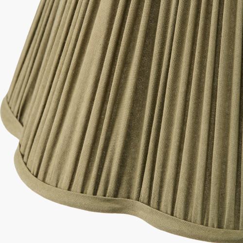 Pacific Lifestyle Malia 40cm Olive Green Mushroom Pleat Scalloped Tapered Lamp Shade