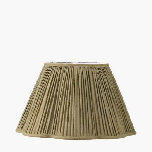 pacific lifestyle Malia 40cm Olive Green Mushroom Pleat Scalloped Tapered Lamp Shade