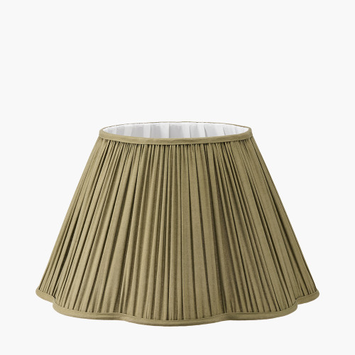Pacific Lifestyle Malia 45cm Olive Green Mushroom Pleat Scalloped Tapered Lamp Shade