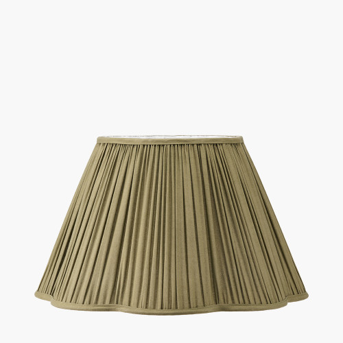 pacific lifestyle Malia 45cm Olive Green Mushroom Pleat Scalloped Tapered Lamp Shade