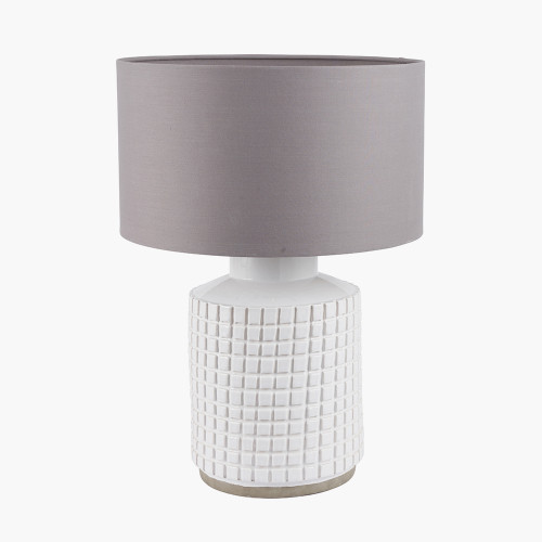 Pacific Lifestyle Malone Textured White Squares Design Stoneware Table Lamp Base
