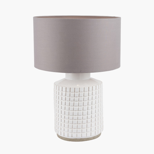 Pacific Lifestyle Malone Textured White Squares Design Stoneware Table Lamp Base