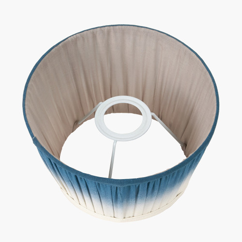 Pacific Lifestyle Manaia Antique Black Textured Wood Table Lamp Base With Scallop 35cm Blue Ombre Soft Pleated Tapered Lampshade