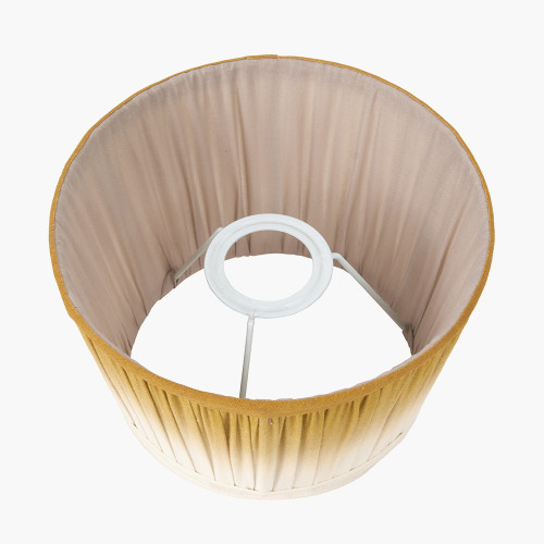 Pacific Lifestyle Manaia Antique Black Textured Wood Table Lamp Base With Scallop 35cm Mustard Ombre Soft Pleated Tapered Lampshade