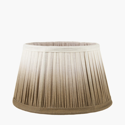 Pacific Lifestyle Manaia Antique Black Textured Wood Table Lamp Base With Scallop 35cm Taupe Ombre Soft Pleated Tapered Lampshade