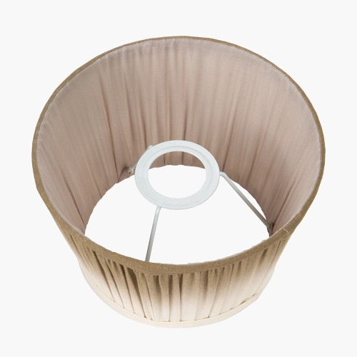 Pacific Lifestyle Manaia Antique Black Textured Wood Table Lamp Base With Scallop 35cm Taupe Ombre Soft Pleated Tapered Lampshade