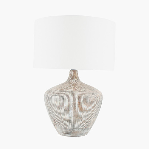 Pacific Lifestyle Manaia White Wash Textured Wood Table Lamp Base