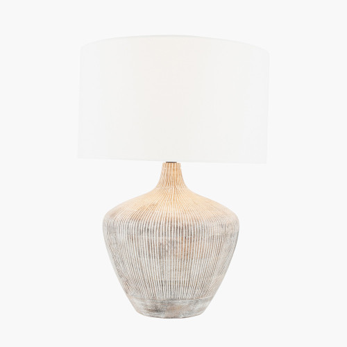Pacific Lifestyle Manaia White Wash Textured Wood Table Lamp Base