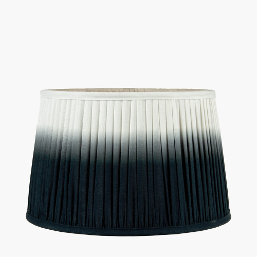 Pacific Lifestyle Manaia White Wash Textured Wood Table Lamp Base With Scallop 35cm Black Ombre Soft Pleated Tapered Shade