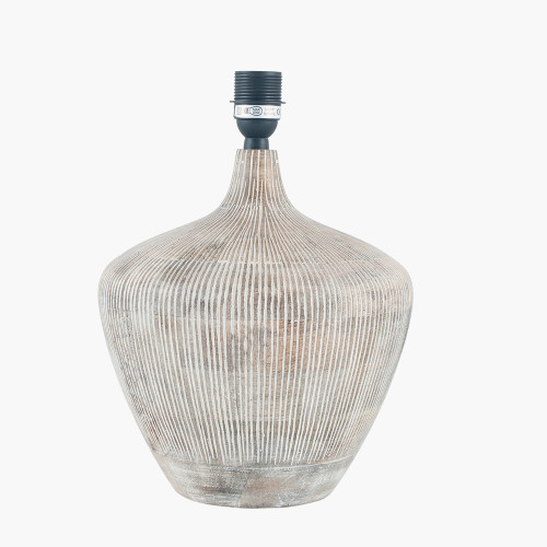 Pacific Lifestyle Manaia White Wash Textured Wood Table Lamp Base With Scallop 35cm Blue Ombre Soft Pleated Tapered Lampshade