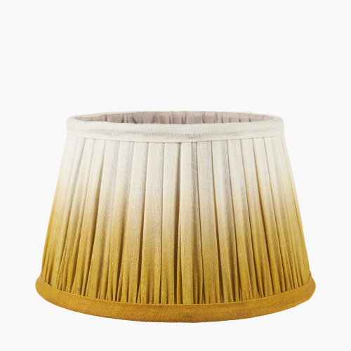 Pacific Lifestyle Manaia White Wash Textured Wood Table Lamp Base With Scallop 35cm Mustard Ombre Soft Pleated Tapered Lampshade