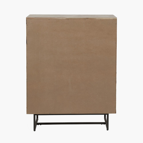 Pacific Lifestyle Marca Sand Wash Acacia Wood And Black Metal 2 Door Bar Cabinet