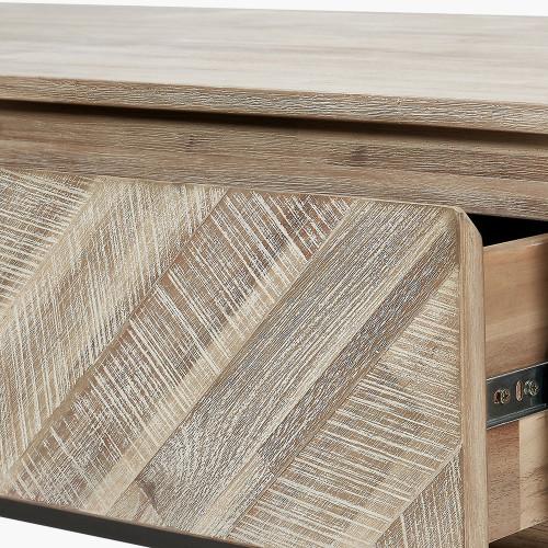 Pacific Lifestyle Marca Sand Wash Acacia Wood And Black Metal 2 Drawer Coffee Table