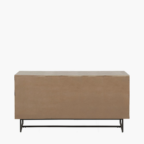 Pacific Lifestyle Marca Sand Wash Acacia Wood And Black Metal 3 Door Sideboard