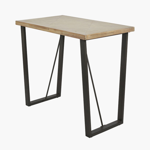 Pacific Lifestyle Marca Sand Wash Acacia Wood And Black Metal Bar Table
